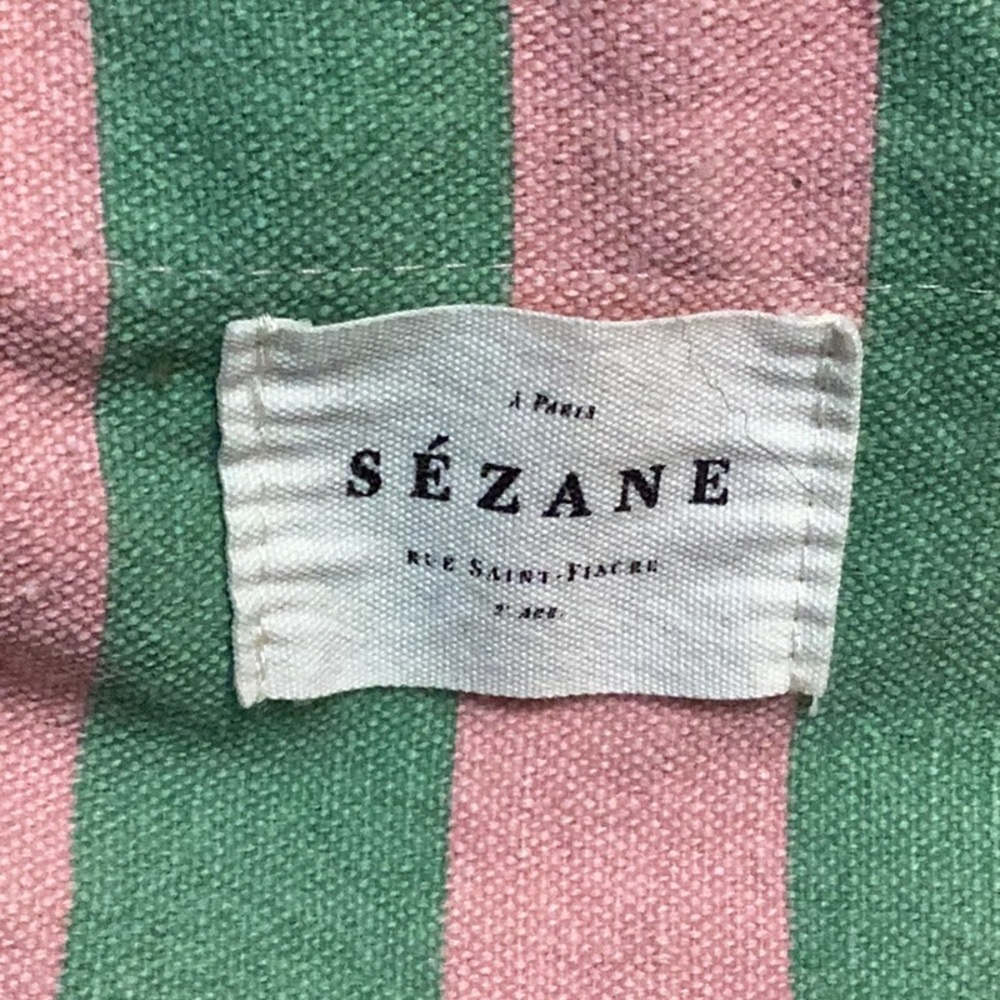 Sezane Striped 'Bonjour Texas' Tote in Pink and Green - Picture 4 of 4